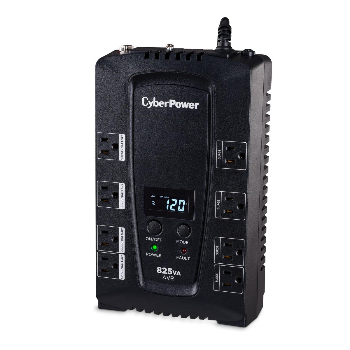 CyberPower CP825AVRLCD Intelligent LCD UPS Battery Backup and Surge Protector, 825VA/450W, 8 Outlets, AVR, Compact, UL Certified