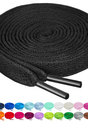 Birch Shoelaces in 27 Colors Flat 5/16 inch Shoe Laces in 4 Different Lengths (45.5 inch (115cm), Black)