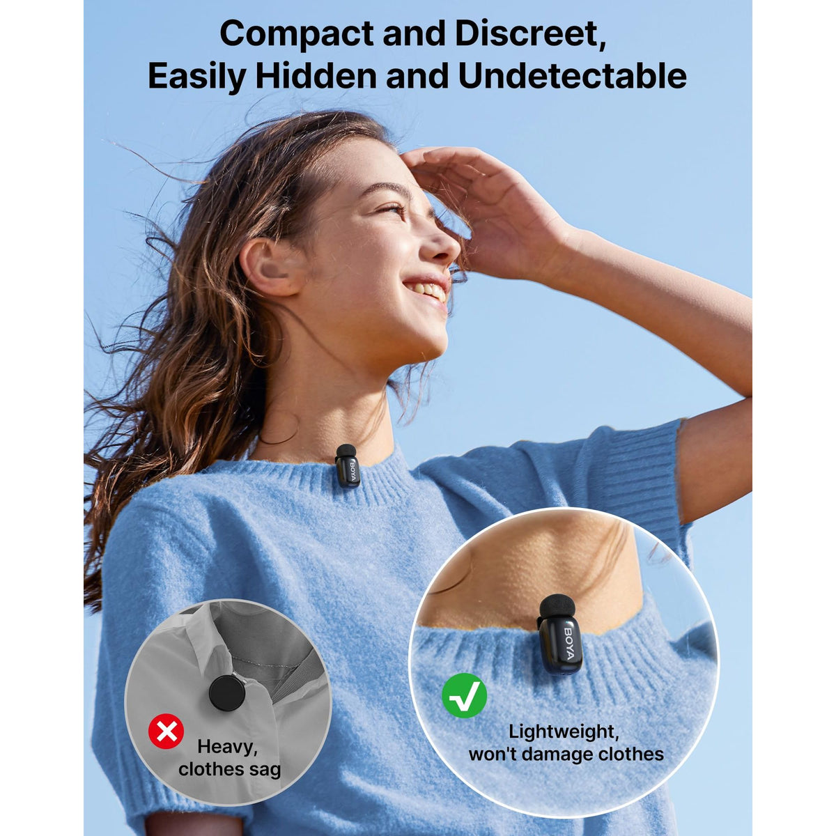BOYA mini Wireless Lavalier Microphone for Android/Tablets/PC with USB C Plug,Noise Reduction,30H Battery Life with Charging Case,AI Voice Changer,Lapel Microphone Wireless for Video Recording Podcast