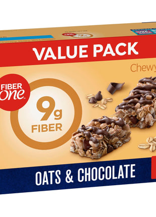 Fiber One Chewy Bars, Oats and Chocolate, Fiber Snacks, Value Pack, 10 Ct, 14.1 oz