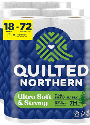 Quilted Northern Ultra Soft & Strong Toilet Paper, 18 Mega Rolls = 72 Regular Rolls, 5X Stronger*, Premium Soft Toilet Tissue