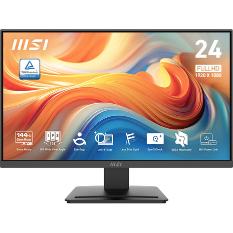 msi PRO MP243L E14 24-inch IPS 1920 x 1080 (FHD) Gaming Office Monitor, 144Hz, Adaptive-Synch, HDR Ready, HDMI, VGA Port,VESA Mountable, Tilt, 4-Side Slim Bezel,1ms, Black