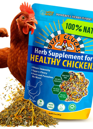 Herb Supplement for Backyard Chickens - Natural Chicken Treats, Poultry Feed Botanical Mix, Plant-Based Coop Snacks for Daily Wellness, Feather Quality, Egg Production, USA (12 oz)