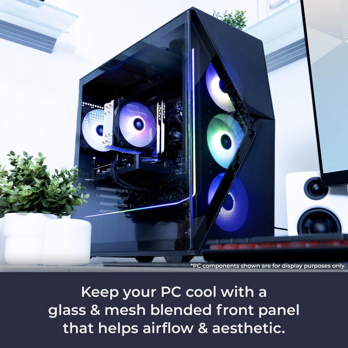 iBUYPOWER Slate MESH Gaming PC Desktop Computer (AMD Ryzen 7 9700X CPU, AMD Radeon RX 7800XT 16GB GPU, 32GB DDR5 Non-RGB 5200MHz RAM (16x2), 1TB NVMe SSD, WiFi Ready, Windows 11 Home) - SMA7R78XT02