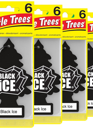 LITTLE TREES Car Air Freshener | Hanging Tree Provides Long Lasting Scent for Auto and Home | Black Ice, 24 Air Fresheners