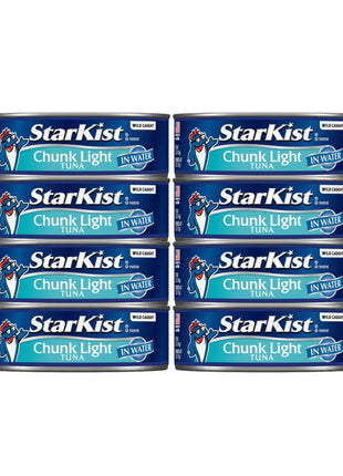 StarKist Chunk Light Tuna in Water, 5 oz (8 Pack) Canned Tuna Fish, Wild Caught, Gluten Free, Ready to Eat, Perfect for Salads, Keto Meals and Snacks, with 20g Protein & 90 Calories Per Serving