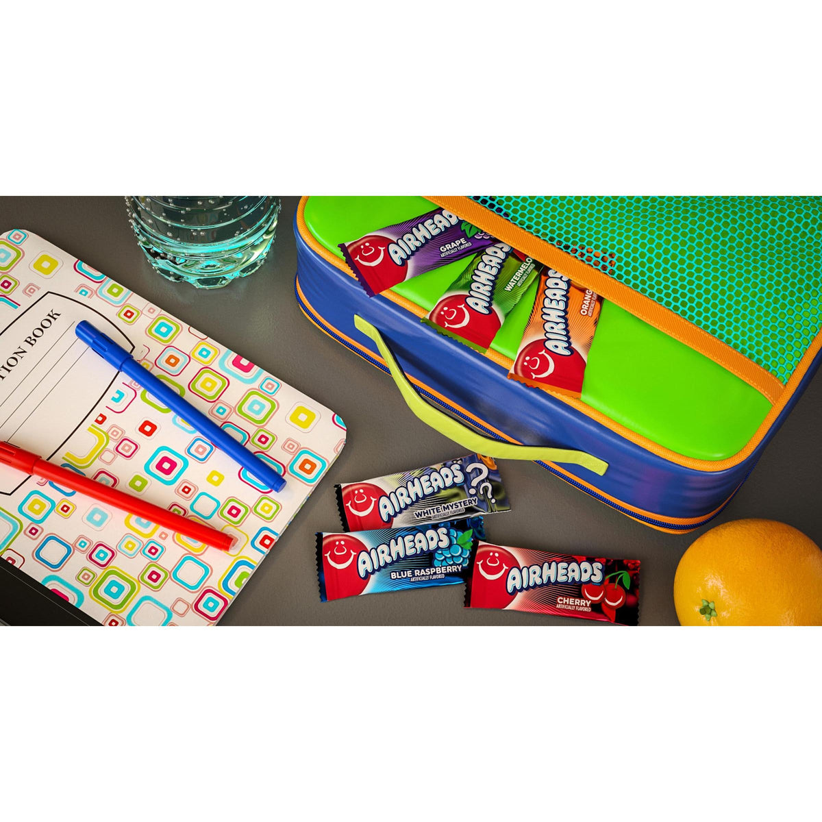 Airheads Candy Bars, Variety Bulk Box, Chewy Full Size Fruit Taffy, Gifts, Holiday, Parties, Concessions, Pantry, Non-Melting, Party, 60 Individually Wrapped Full Size Bars
