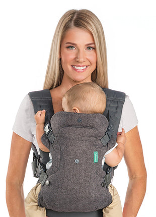 Infantino Flip 4-in-1 Convertible Baby Carrier, Adjustable, Ergonomic Babywearing, Registry Essential, Baby Carrier for Newborn to Toddler, Gray