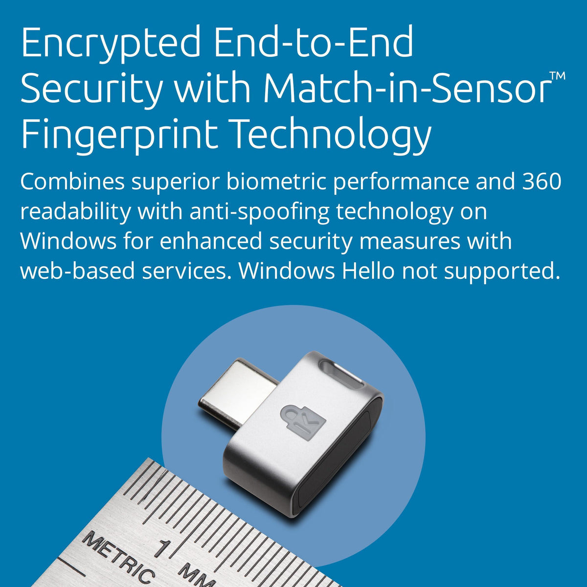 Kensington FID0 U2F and FIDO2 USB-C Security Key and Fingerprint Reader - Windows, macOs, Chrome