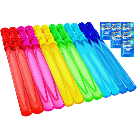 JOYIN 14.6'' Big Bubble Wands for Kids, 6 PCS Bubble Wand with Refill Solution for Summer Toy Party Favor, Outdoors Toy Activity, Easter Basket Stuffers, Birthday Gift