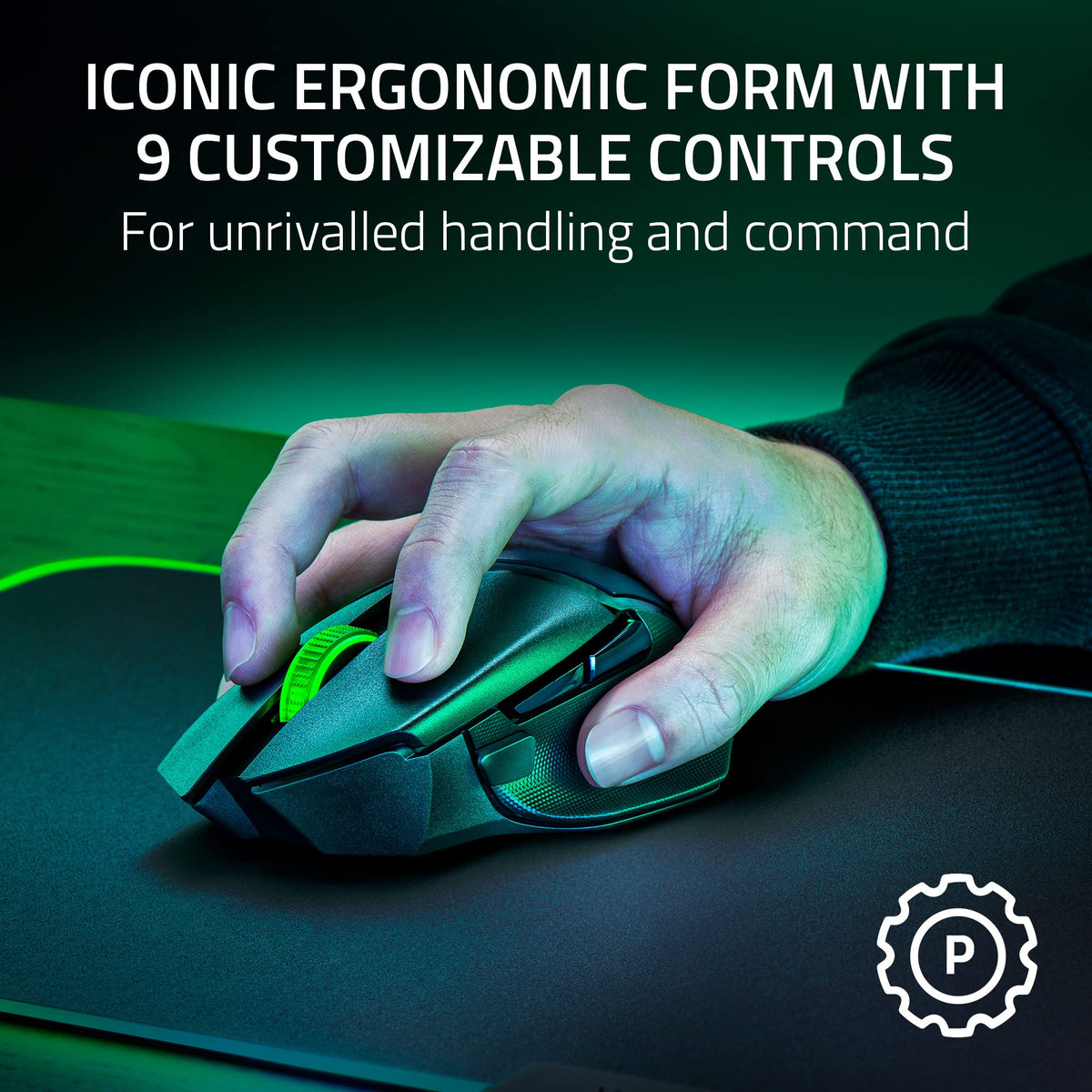 Razer Basilisk V3 X HyperSpeed Customizable Wireless Gaming Mouse: Mechanical Switches Gen-2-5G Advanced 18K Optical Sensor - Chroma RGB 9 Programmable Controls 535 Hr Battery Classic Black