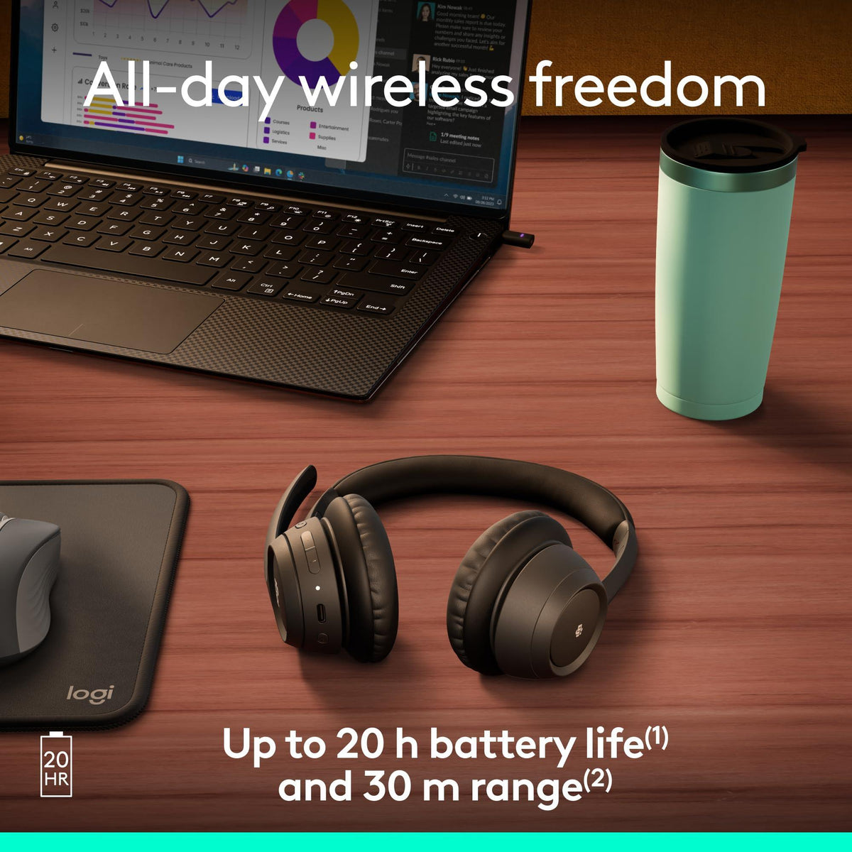 Logitech Zone 305 for Business, Wireless Bluetooth Headset with Microphone, for Microsoft Teams, Compatible with Windows, Mac, Chrome, Linux, iOS, iPadOS, Android