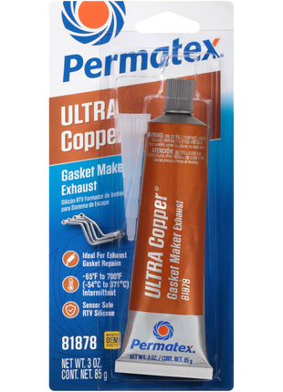 Permatex 81878 Ultra Copper Maximum Temperature RTV Silicone Gasket Maker, 3 oz. Tube