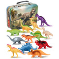 PLAYVIBE Dinosaur Toys - 12 Realistic 7-Inch Models, Multi-Color, Metal Storage Box - Dinosaur Figures & Action Figures for Kids Ages 3-7