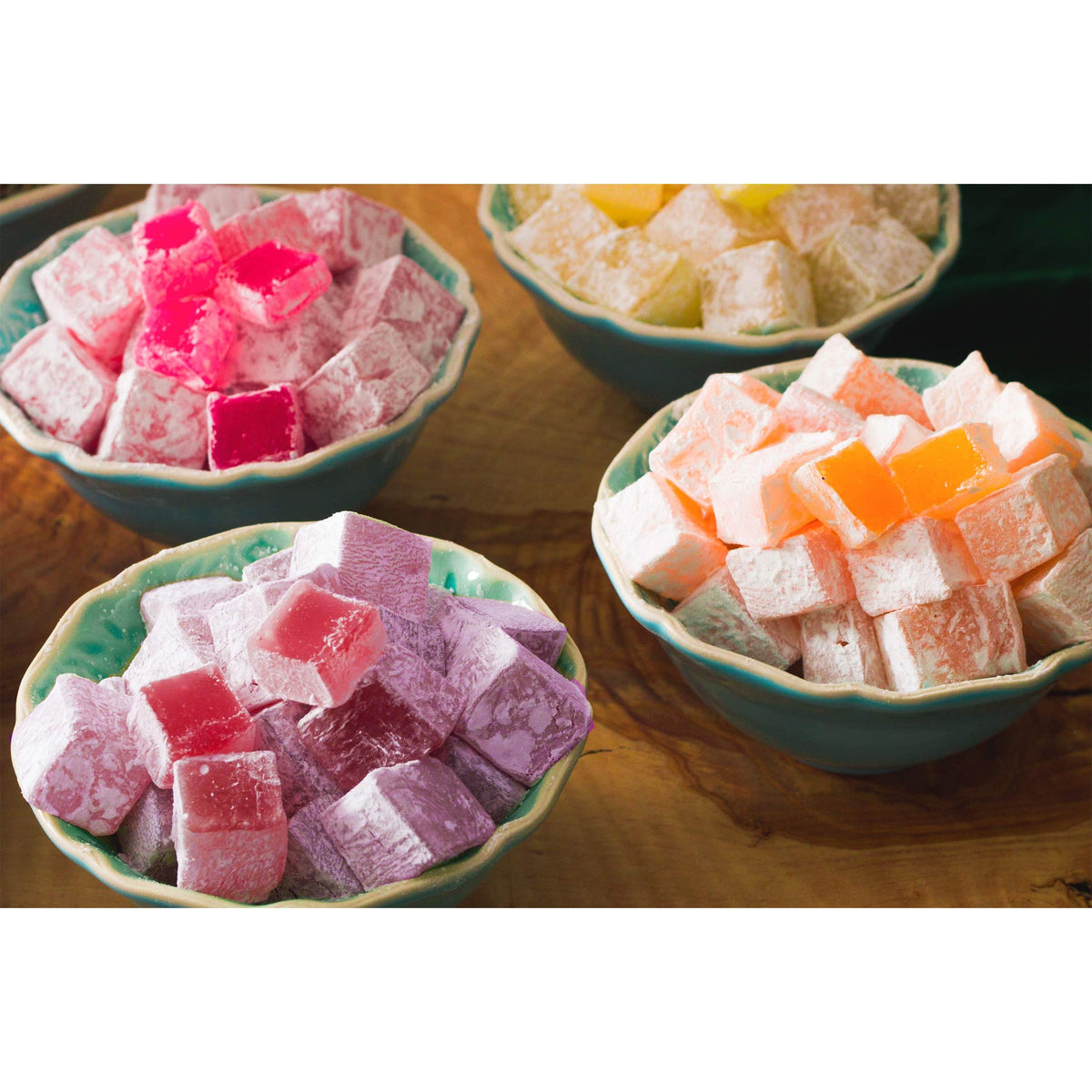 Cerez Pazari Turkish Delight Candy With Assorted Flavors, Gourmet Medium Size Snacks Gift Box, Sweet Luxury Traditional Confectionery Loukoumi, Vegan Lokum, Approx. No Nuts, 42 Pcs, 16 oz.