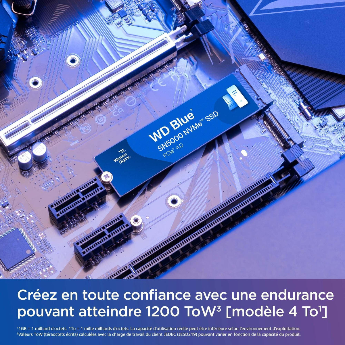 Western Digital 2TB WD Blue SN5000 NVMe Internal Solid State Drive SSD - PCIe Gen 4.0, M.2 2280, Up to 5,150 MB/s - WDS200T4B0E
