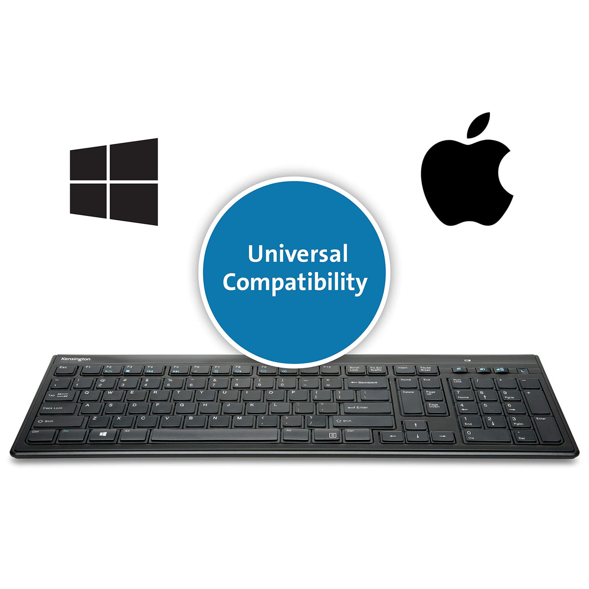 Kensington Slim Type Wireless Quiet Keyboard (K72344US), Black