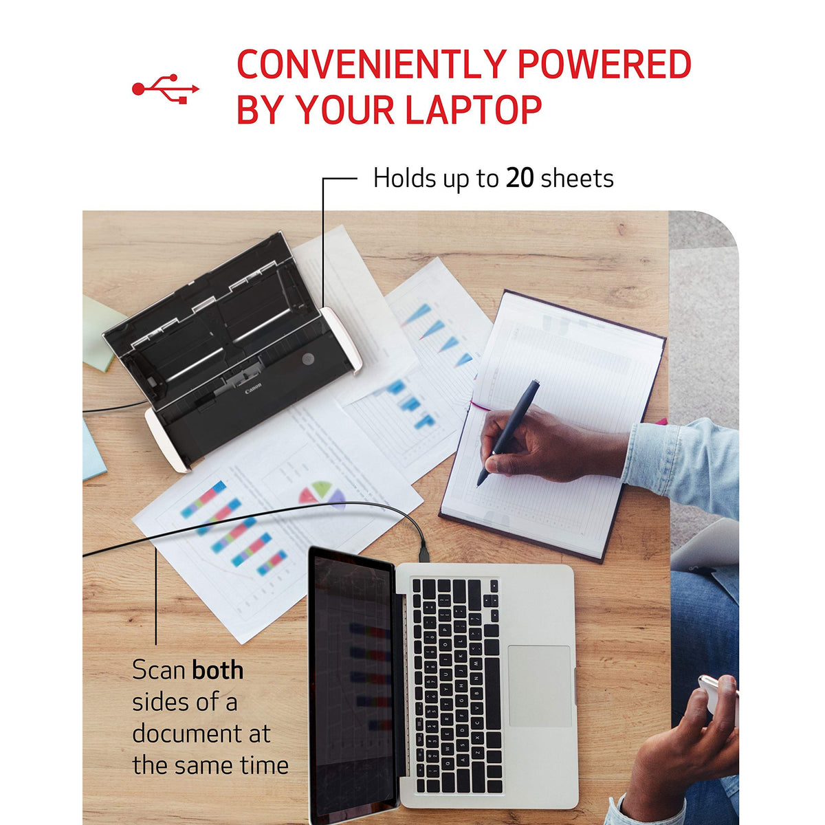 Canon imageFORMULA R10 - Portable Document Scanner, USB Powered, Duplex Scanning, Document Feeder, Easy Setup, Convenient, Perfect for Mobile Users