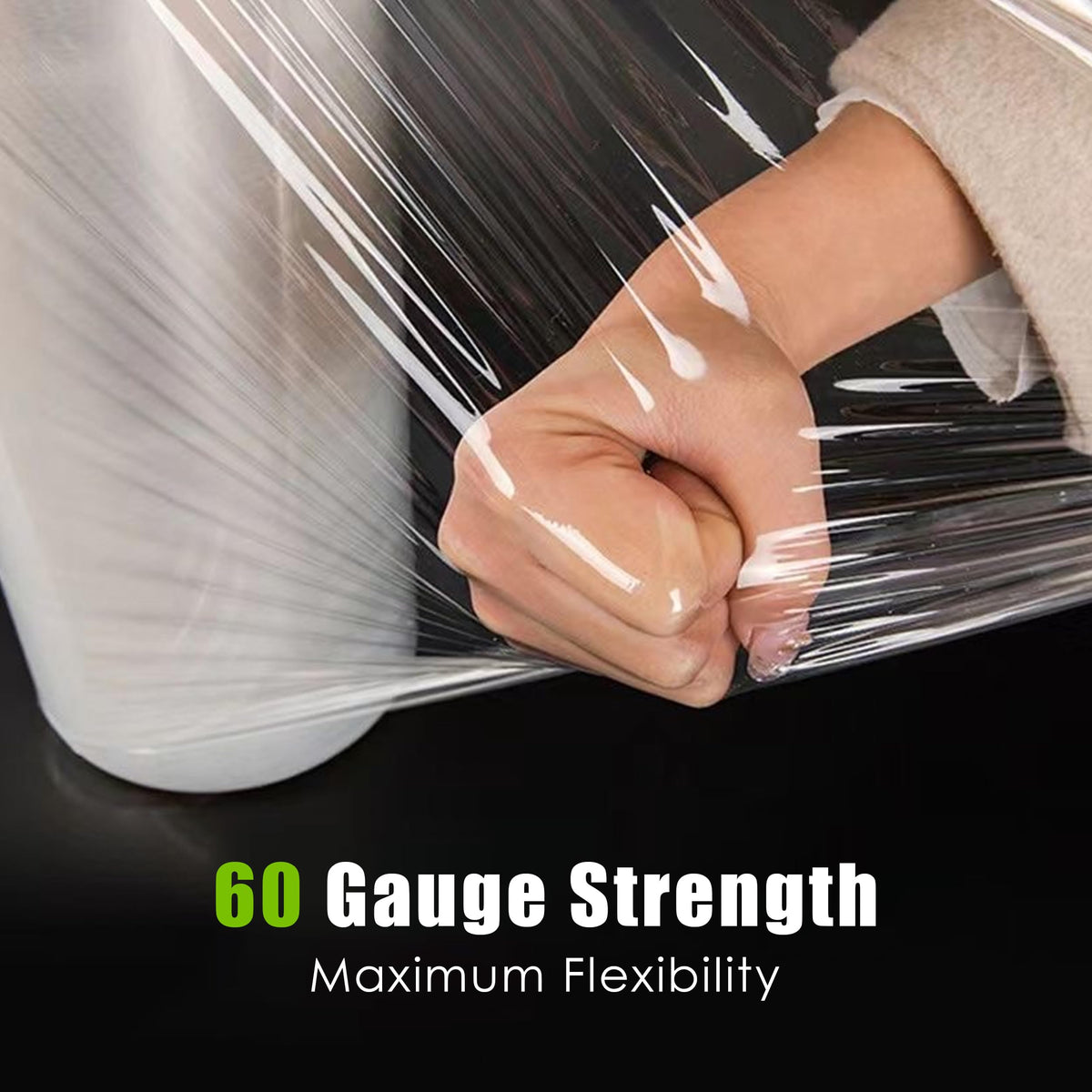Cosy Family Plastic Wrap Stretch Film Roll - 1000ft 60 Gauge Industrial Strength 15 inch Wide Clear Plastic Wrap Roll with Handles for Pallet Wrapping Shipping Moving - Clear, Pack of 1