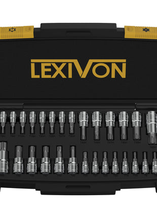 LEXIVON Master TORX Bit Socket Set, Premium S2 Alloy Steel | Complete 34-Piece, Solid Star & Tamper Proof T6 ~ T70 | Enhanced Storage Case (LX-149)