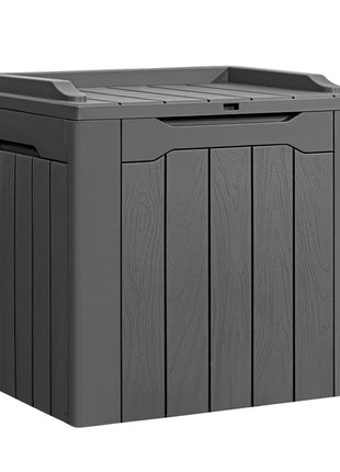 Flamaker Deck Box 31 Gallon Waterproof Resin Small Deck Box with Lid, Indoor Outdoor Package Delivery Box, Organization and Storage for Patio Furniture, Garden Tools, Outdoor Cushions (Grey)