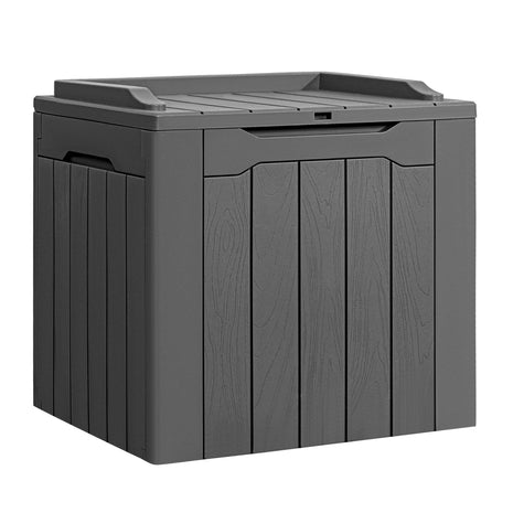 Flamaker Deck Box 31 Gallon Waterproof Resin Small Deck Box with Lid, Indoor Outdoor Package Delivery Box, Organization and Storage for Patio Furniture, Garden Tools, Outdoor Cushions (Grey)