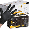 TitanFlex Heavy Duty Black Industrial Nitrile Gloves, 8-mil, Large, Box of 100, Latex Free, Raised Diamond Texture, Powder Free, Food Safe, Rubber Gloves, Mechanic Gloves