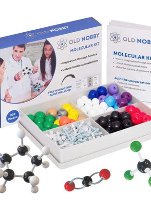 Lessons in Chemistry Model Kit - Old Nobby 239 Pc Molecular Set Organic Chemistry for Students - Complete Molecular Model Kit for STEM, Visualizing Atoms, Bonds and Structures (Pack of 2)