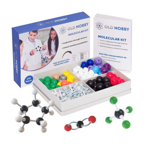 Lessons in Chemistry Model Kit - Old Nobby 239 Pc Molecular Set Organic Chemistry for Students - Complete Molecular Model Kit for STEM, Visualizing Atoms, Bonds and Structures (Pack of 2)