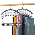 Volnamal Legging Organizer for Closet, Metal Yoga Pants Hangers 2 Pack w/10 Clips Holds 20 Leggings, Space Saving Hanging Closet Organizer w/Rubber Coated Closet Organizers and Storage, Black