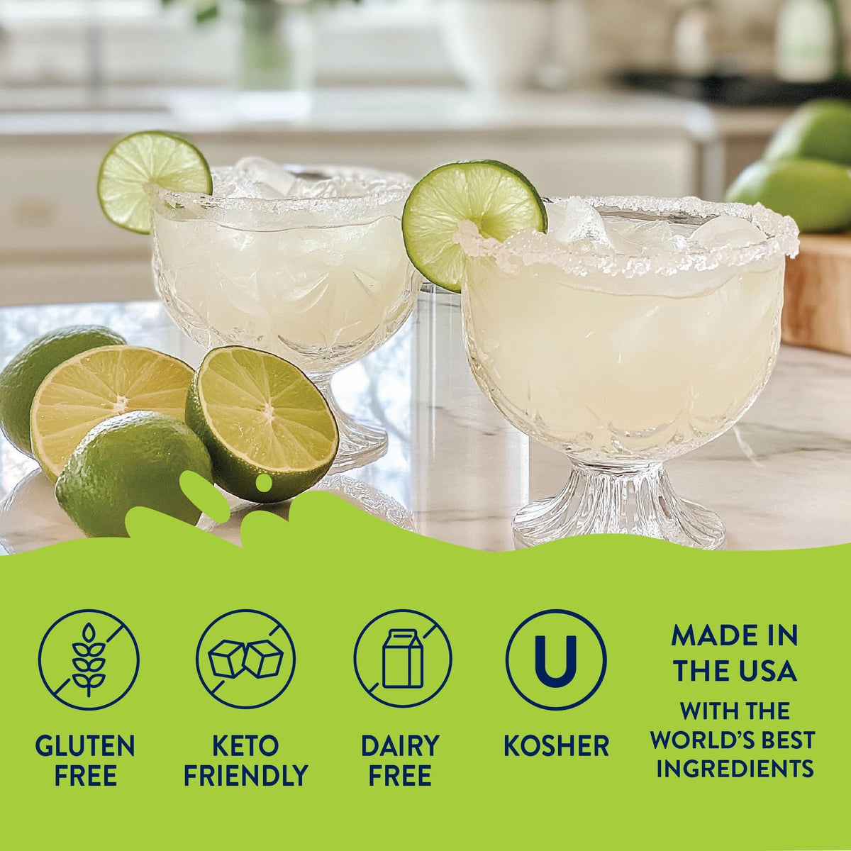 Jordan's Skinny Mixes Sugar Free Margarita Mix, Flavored Cocktail Mixer for Drinks, Fresh Lime Drink Flavoring for Cocktails & Mocktails, Low Calorie, Gluten Free, Keto Friendly, 32 Fl Oz, 1 Pack