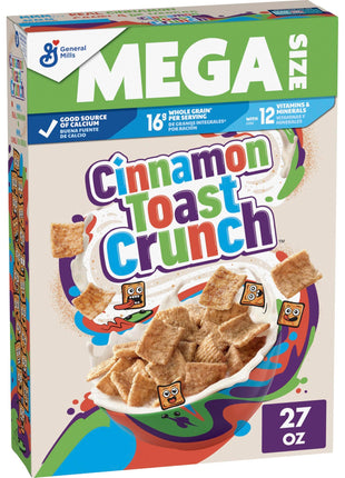 Cinnamon Toast Crunch Breakfast Cereal, Crispy Cinnamon Cereal, Mega Size, 27 oz
