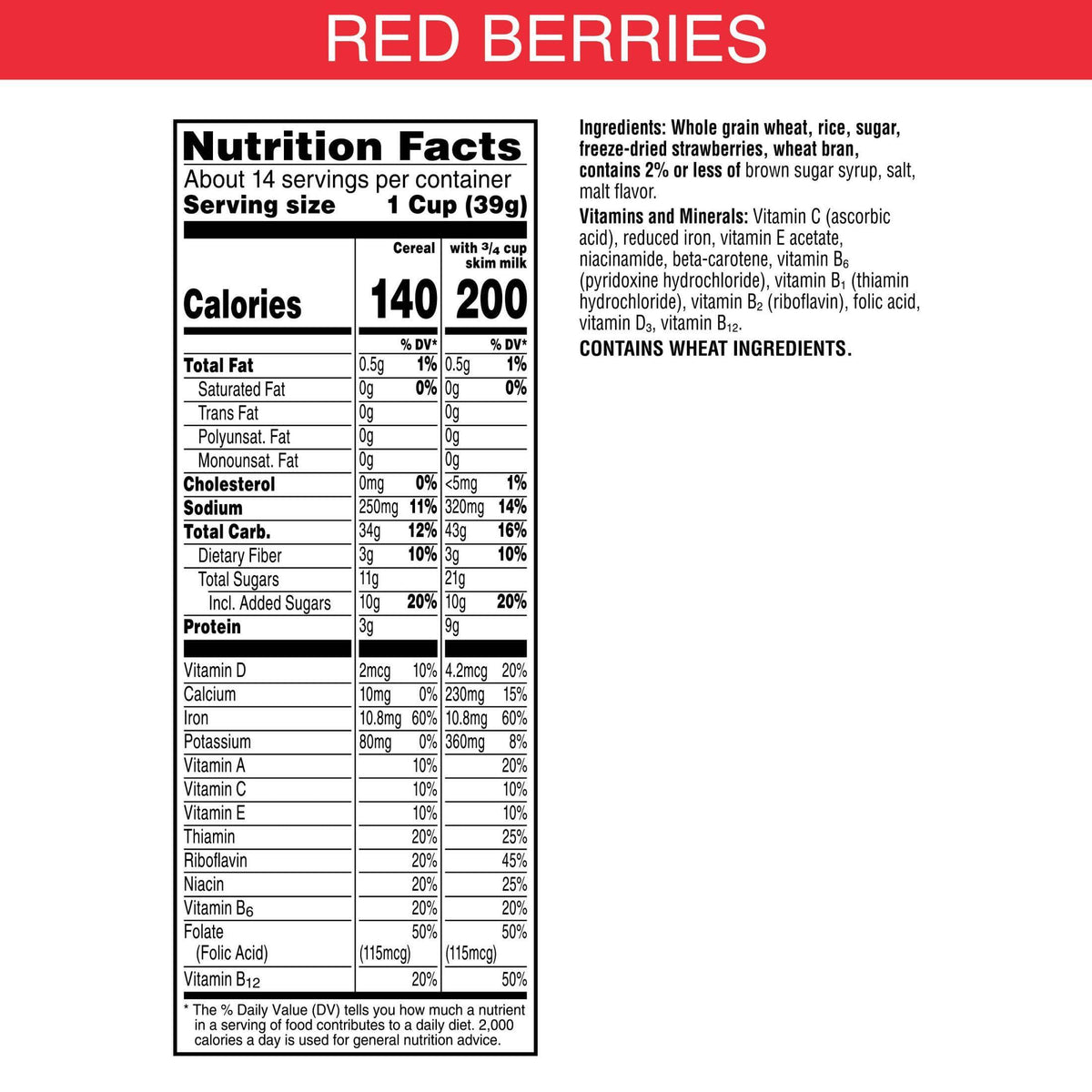 Kellogg's Special K Breakfast Cereal, Family Breakfast, Fiber Cereal, Giant Size, Red Berries, 19.2oz Box (1 Box)