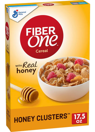 Fiber One Honey Clusters Breakfast Cereal, Fiber Cereal Made with Whole Grain, 17.5 oz