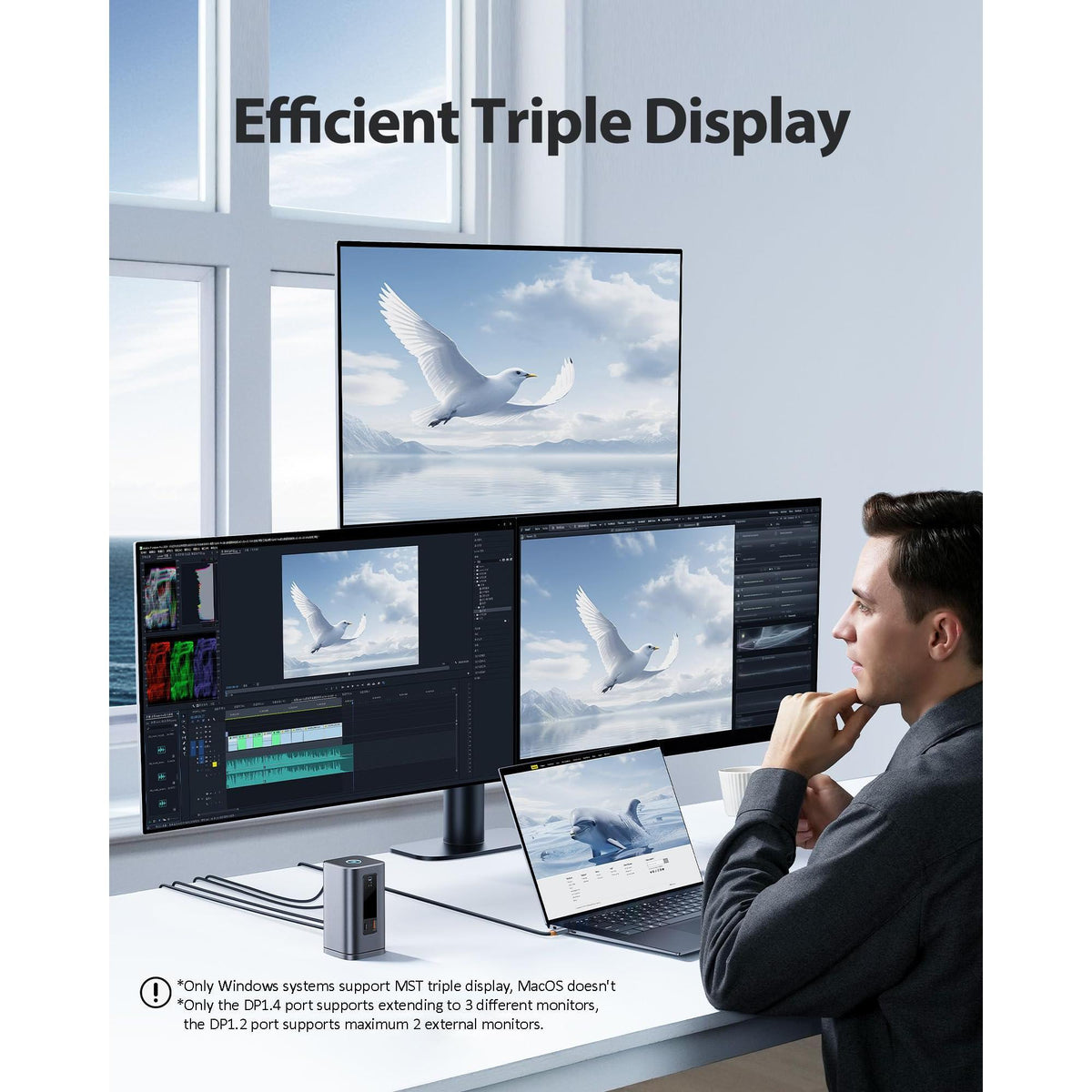 Baseus Docking Station, Spacemate(Win) 11 in 1, Triple Display, 4K HDMI and DP, 10Gbps USB A/C Ports, Gigabit Ethernet, 100W PD, Audio, Laptop Docking Station for Windows/Dell/HP/Lenovo/Asus/Acer/Mac