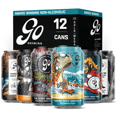 Go Brewing - 12 Mixed Pack - Non-Alcoholic Brew - Small Batch Brew - Classic Ingredients - Non Alcoholic Assorted Variety Pack - Low-Calorie, NA Brew - Ideal for Any Occasion (12 oz, 12 Pack)