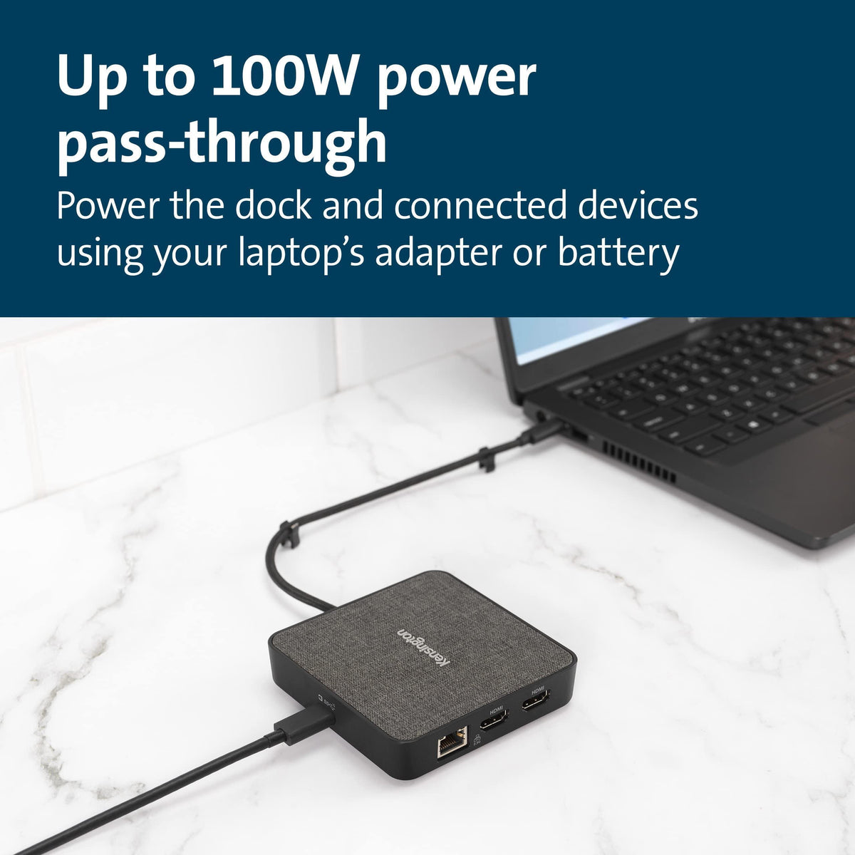 Kensington MD120U4 USB4 Hub, Dual Display 4K @120hz, Single 8K @60hz, HDMI, 100W Power Pass Through, 2.5Gbps Ethernet, 10Gbps USB-A, for Mac and Windows (K32850WW)