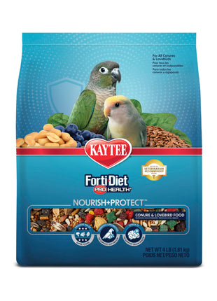 Kaytee Forti-Diet Pro Health Nourish+Protect Conure & Lovebird Food, Comprehensive Nutrition Backed by Science, Digestive Health, Immune Support, 4 pounds
