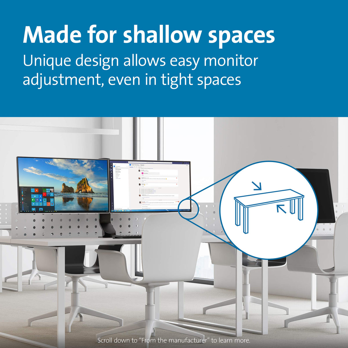 Kensington SmartFit Space Saving Dual Monitor Arm (K55513WW)