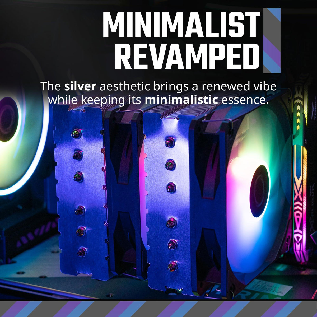 Cooler Master Hyper 620S Dual Tower CPU Air Cooler, ARGB Sync, 120mm PWM Fan, 6 Copper Direct Contact Heat Pipes, 154.9mm Tall Silver