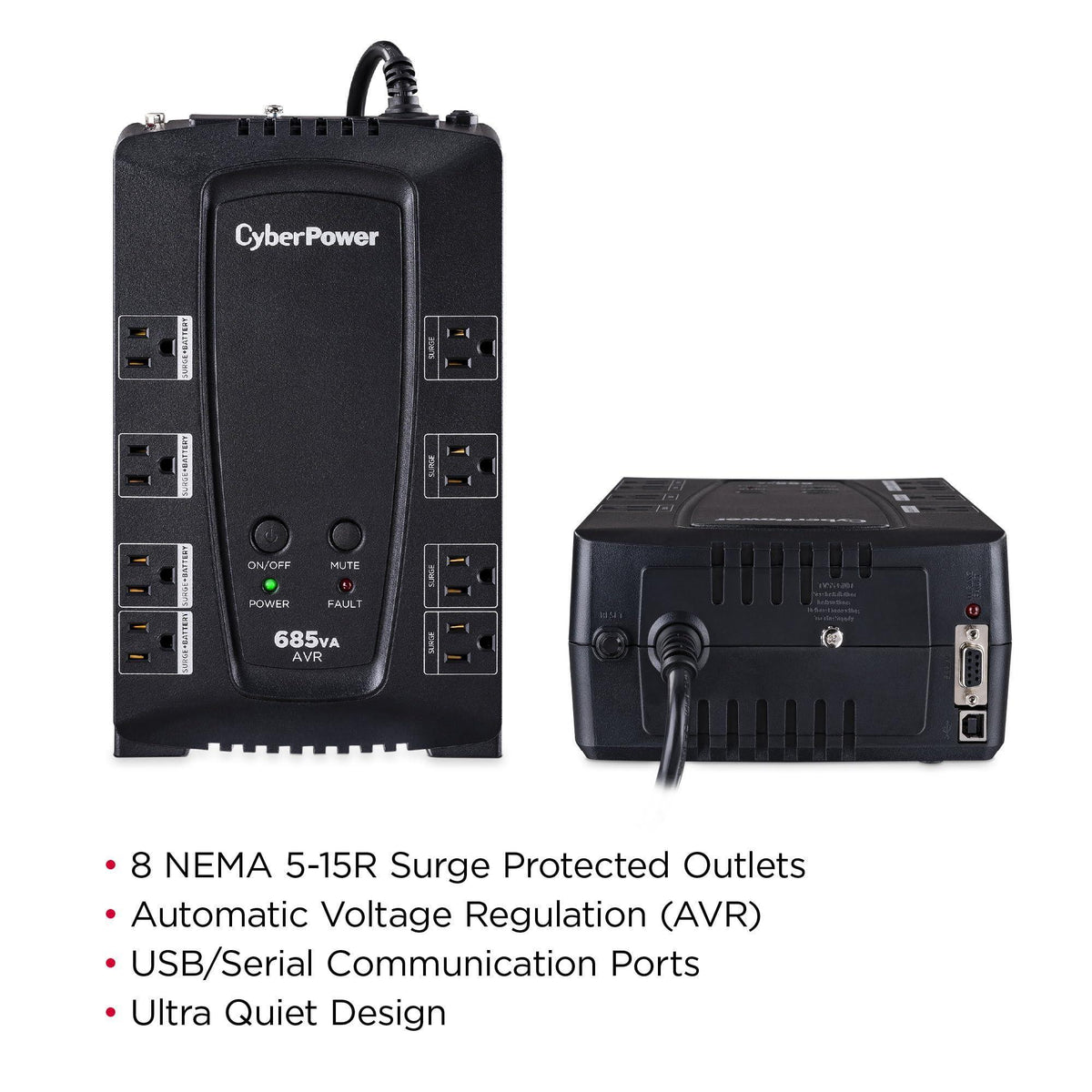 CyberPower CP685AVRG AVR UPS Battery Backup and Surge Protector, 685VA/390W, 8 Outlets, Compact, UL Certified
