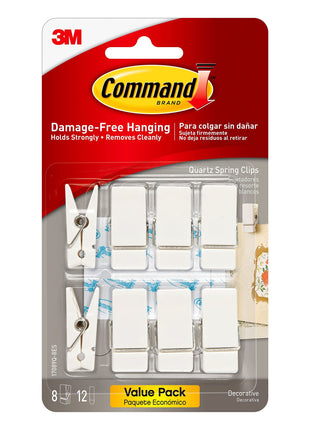 Command Spring Clips, Plastic, Quartz, (17089Q-8ES), Great for Dorm Décor, 8
