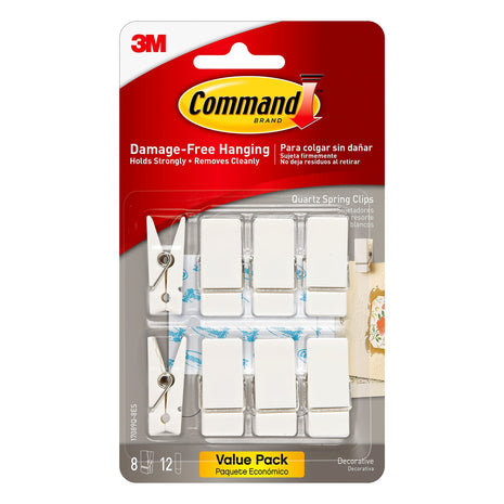 Command Spring Clips, Plastic, Quartz, (17089Q-8ES), Great for Dorm Décor, 8