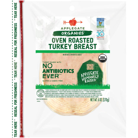 Applegate, Organic Oven Roasted Turkey Breast, 6oz