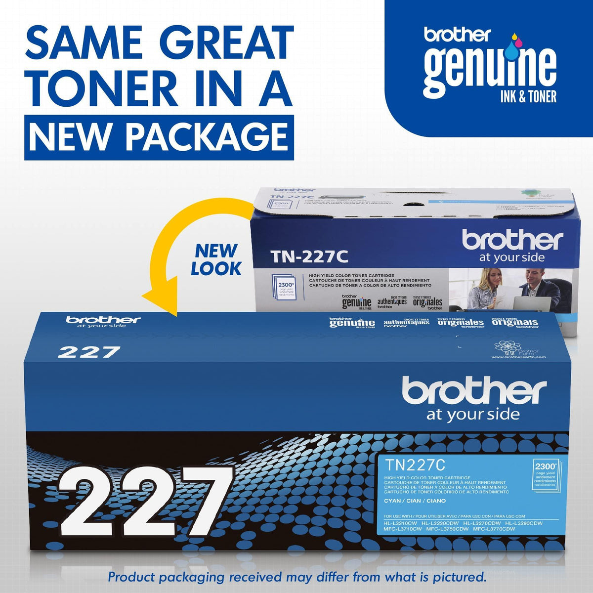 Brother Genuine TN227C, High Yield Toner Cartridge, Replacement Cyan Toner, Page Yield Up to 2,300 Pages, TN227, Amazon Dash Replenishment Cartridge 15.3 x 4.1 x 6.1 inches