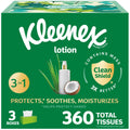 Kleenex Lotion Facial Tissues with Coconut Oil, 3 Flat Boxes, 120 Tissues Per Box, 3-Ply
