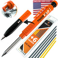THORVALD New 2-in-1 Carpenter Pencils with Finger Grip for Construction - Incl. 7 Leads + Sharpener - Solid Mechanical Pencils with Fine Point/Best Marking tools Construction/Carpenters/Scriber