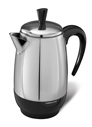 Farberware Electric Coffee Percolator, Stainless Steel Basket, Automatic Keep Warm, No-Drip Spout, 8 Cup
