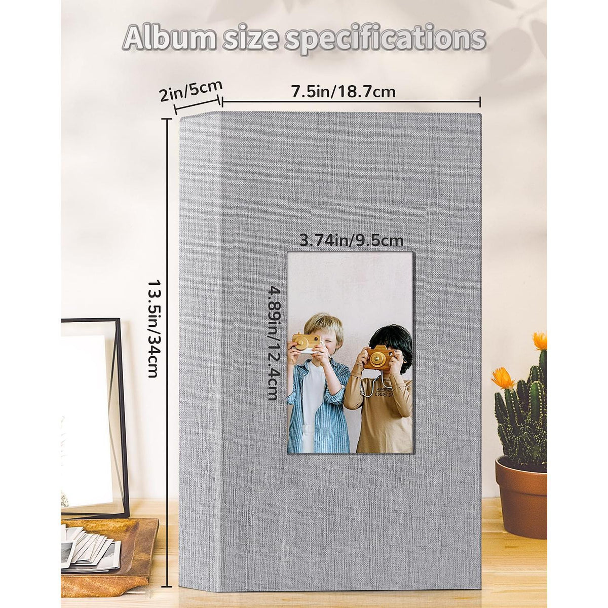 Artfeel Photo Album 4x6 with 300 Pockets,Slip-in Picture Albums,Linen Cover Memory Book with Front Window,White Page Vertical Photo Book for Wedding,Family,Anniversare,Baby,Vacation