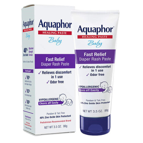 Aquaphor Baby Diaper Rash Paste with Zinc Oxide, Talc Free, 3.5 OZ | Zinc Oxide Baby Diaper Rash Paste Provides Immediate Relief, Treatment and Prevention, Hypoallergenic, Talc Free